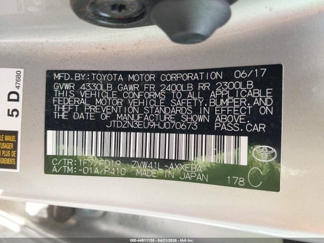 2017 TOYOTA PRIUS V FIVE/FOUR/THREE/TWO 9