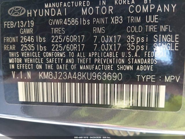 2019 HYUNDAI TUCSON SE 9