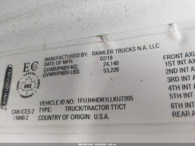 2020 FREIGHTLINER NEW CASCADIA 126 9