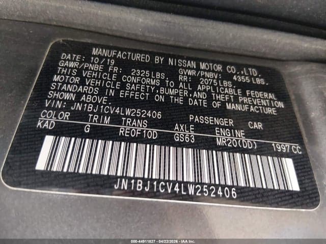 2020 NISSAN ROGUE SPORT S FWD XTRONIC CVT 9