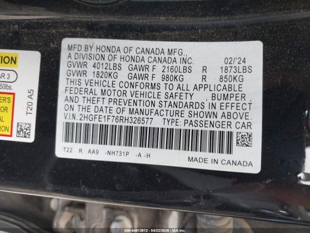 2024 HONDA CIVIC EX 9
