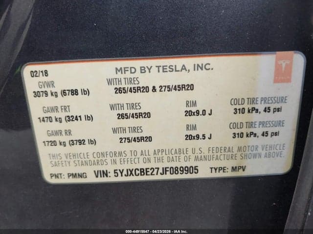 2018 TESLA MODEL X 9