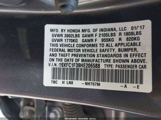 2017 HONDA CIVIC EX-T 9