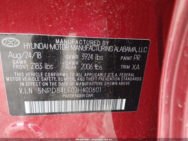 2018 HYUNDAI ELANTRA SEL 9