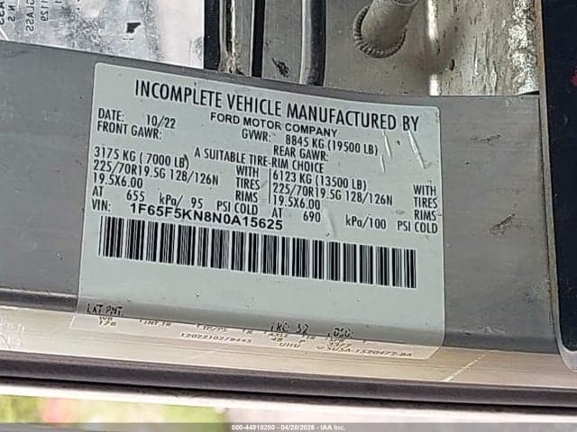 2022 FORD F-59 COMMERCIAL STRIPPED 8