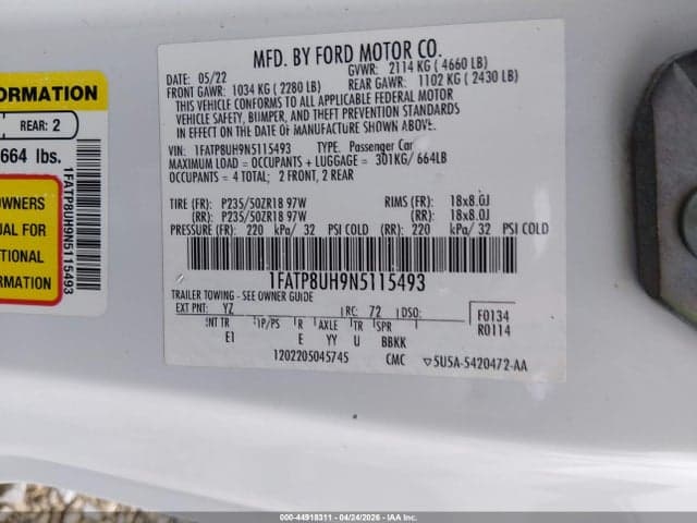 2022 FORD MUSTANG ECOBOOST PREMIUM 9