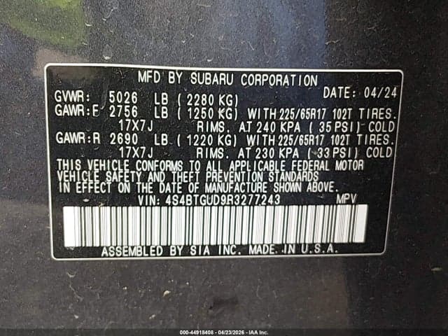 2024 SUBARU OUTBACK WILDERNESS 9