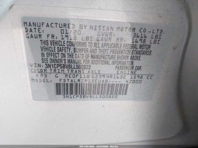 2020 NISSAN KICKS S XTRONIC CVT 9