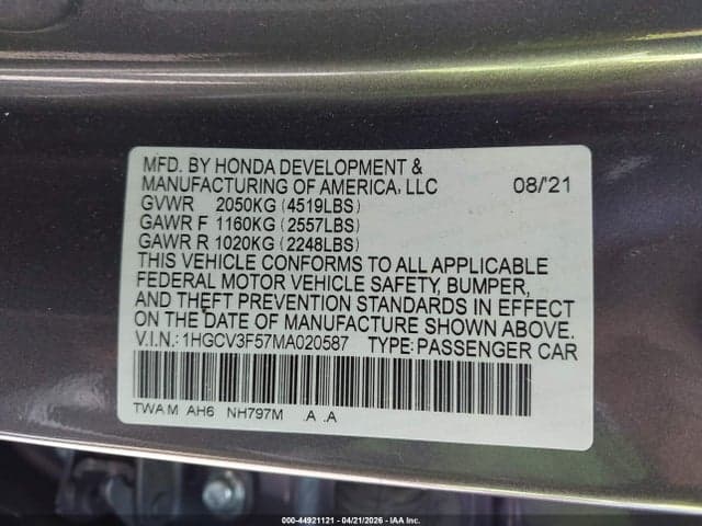 2021 HONDA ACCORD HYBRID EX-L 9