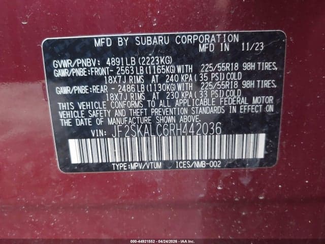 2024 SUBARU FORESTER LIMITED 9