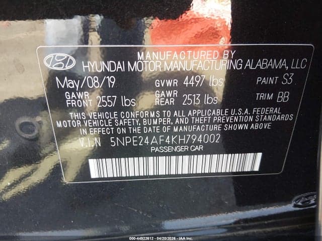 2019 HYUNDAI SONATA SE 9