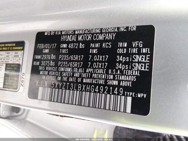 2017 HYUNDAI SANTA FE SPORT 2.4L 9