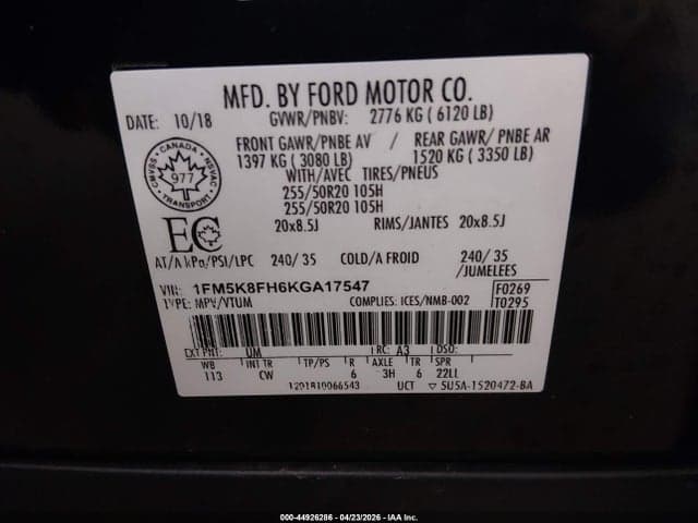 2019 FORD EXPLORER LIMITED 9