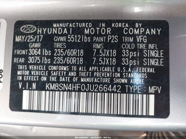 2018 HYUNDAI SANTA FE SE 9