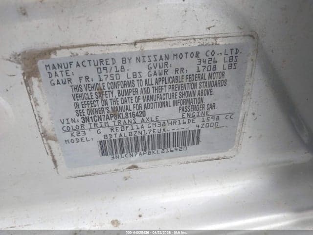2019 NISSAN VERSA 1.6 SV 9
