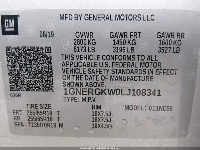 2020 CHEVROLET TRAVERSE FWD LT CLOTH 9