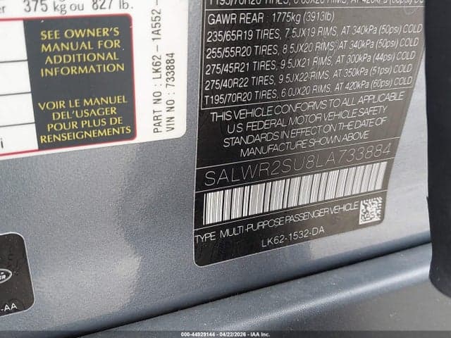 2020 LAND ROVER RANGE ROVER SPORT HSE MHEV 9