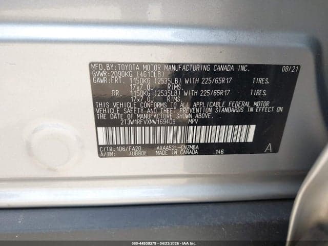 2021 TOYOTA RAV4 XLE 9