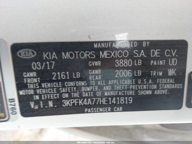 2017 KIA FORTE LX 9