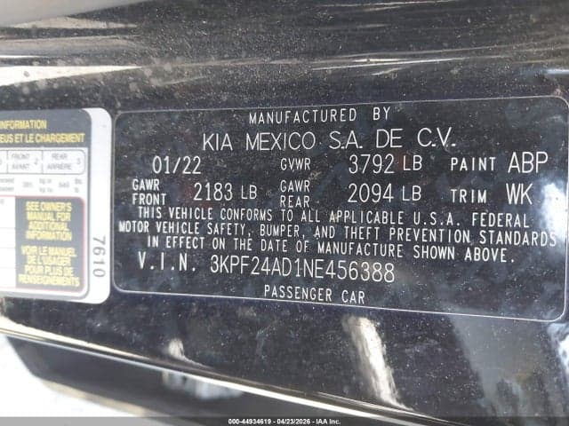2022 KIA FORTE LXS 9