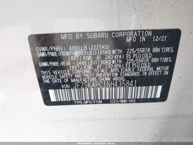 2022 SUBARU FORESTER LIMITED 9