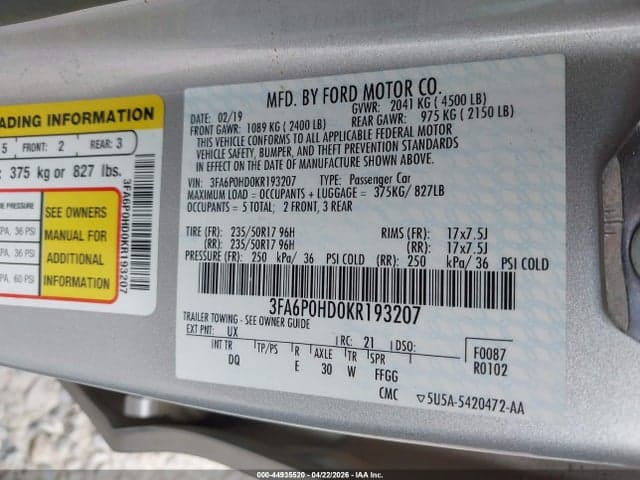2019 FORD FUSION SE 9