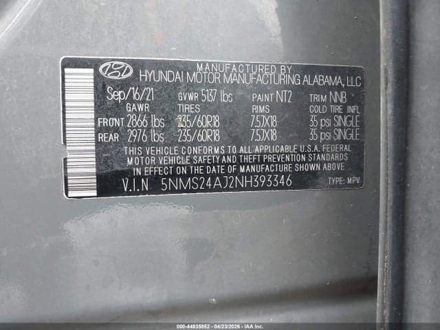 2022 HYUNDAI SANTA FE SEL 9