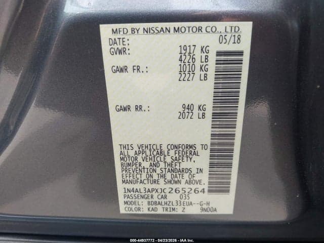 2018 NISSAN ALTIMA 2.5 SR 9