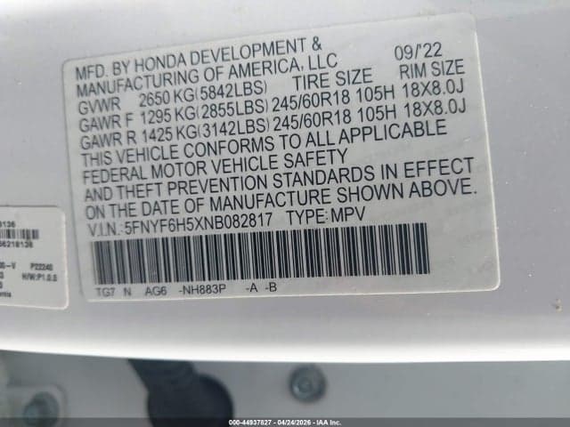 2022 HONDA PILOT AWD EX-L 9