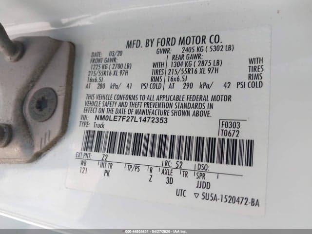 2020 FORD TRANSIT CONNECT XLT 9