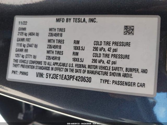 2023 TESLA MODEL 3 REAR-WHEEL DRIVE 9