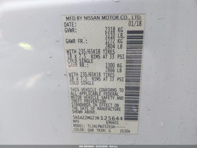 2018 NISSAN MURANO S 9