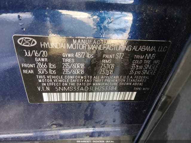 2020 HYUNDAI SANTA FE SEL 9