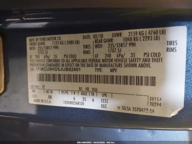 2018 FORD ESCAPE SEL 9