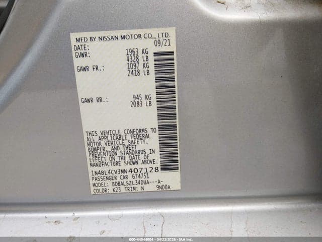 2021 NISSAN ALTIMA SR FWD 9