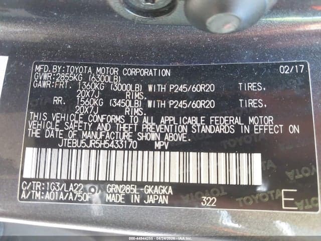 2017 TOYOTA 4RUNNER LIMITED 9