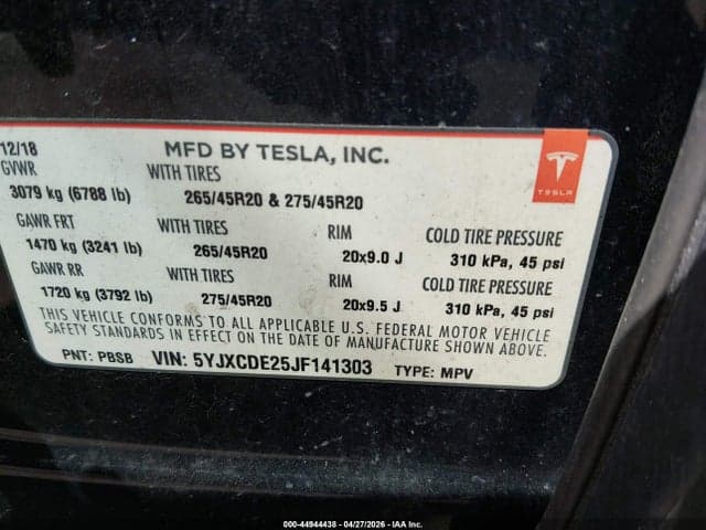 2018 TESLA MODEL X 100D/75D/P100D 9