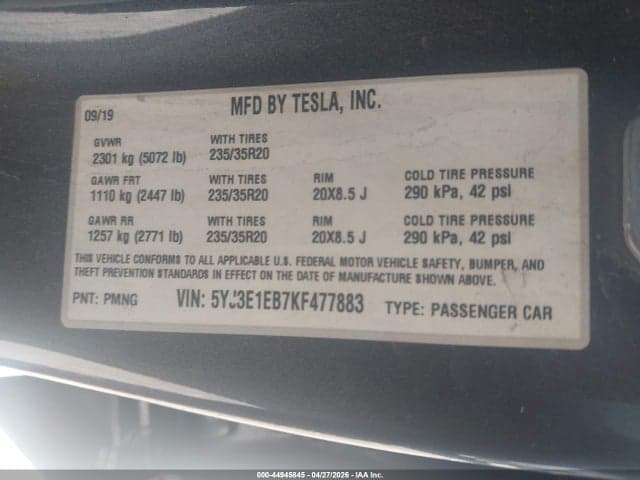 2019 TESLA MODEL 3 LONG RANGE/PERFORMANCE 9