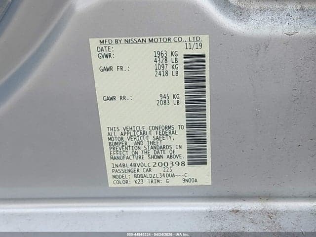 2020 NISSAN ALTIMA S FWD 9