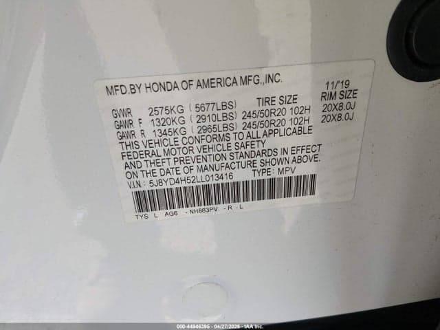 2020 ACURA MDX TECHNOLOGY PACKAGE 9