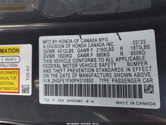 2023 HONDA CIVIC TOURING 9