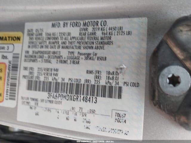 2016 FORD FUSION SE 9