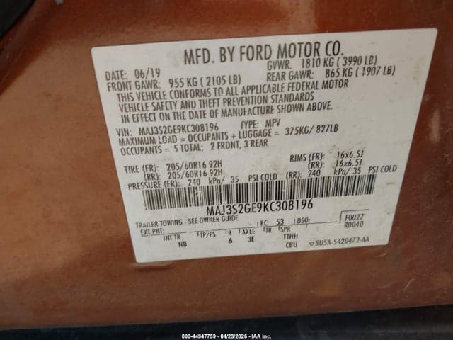 2019 FORD ECOSPORT SE 9
