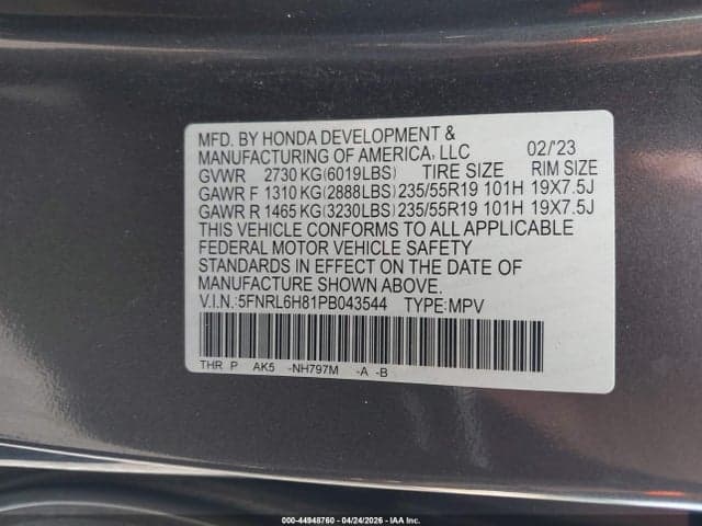 2023 HONDA ODYSSEY TOURING 9