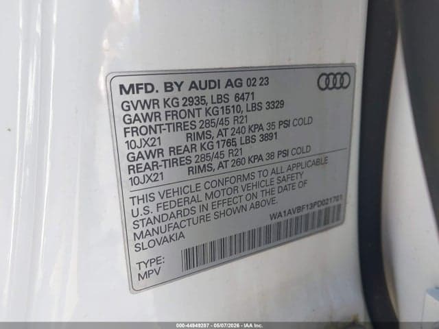 2023 AUDI Q8 PREMIUM 55 TFSI QUATTRO TIPTRONIC 9