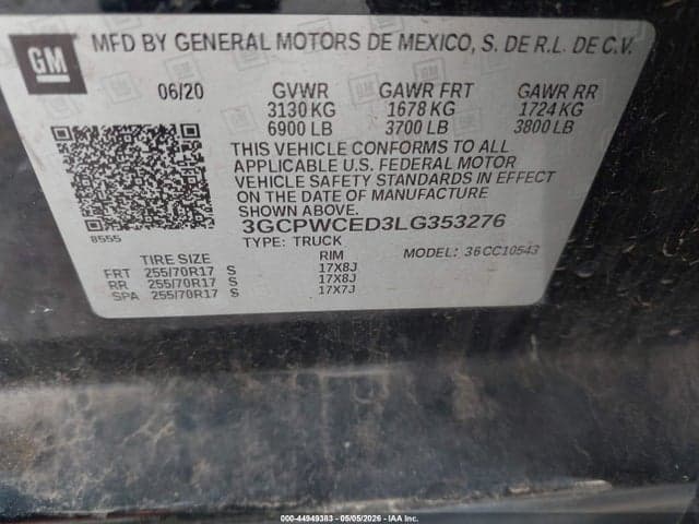 2020 CHEVROLET SILVERADO 1500 2WD SHORT BED LT 9