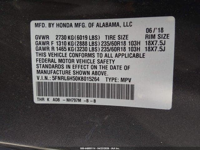 2019 HONDA ODYSSEY EX 9