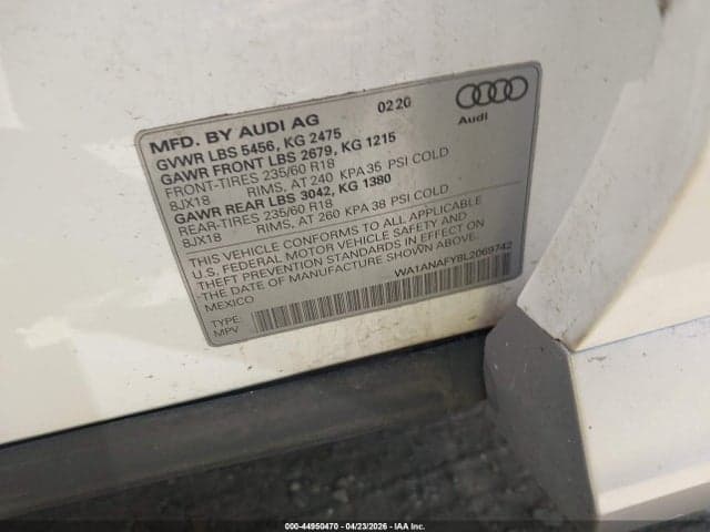 2020 AUDI Q5 PREMIUM 45 TFSI QUATTRO S TRONIC 9