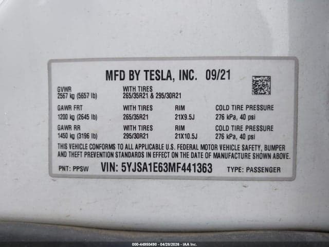 2021 TESLA MODEL S PLAID TRI MOTOR ALL-WHEEL DRIVE 9