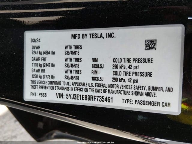 2024 TESLA MODEL 3 LONG RANGE DUAL MOTOR ALL-WHEEL DRIVE 9